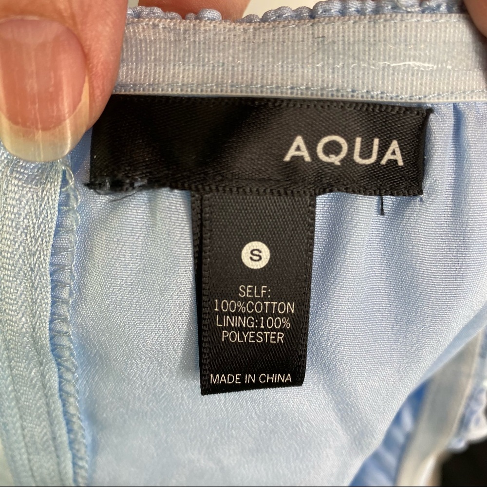 Aqua Crop Top Sky Blue light Cotton With One Off Shoulder Sleeve Size Small - Picture 15 of 16